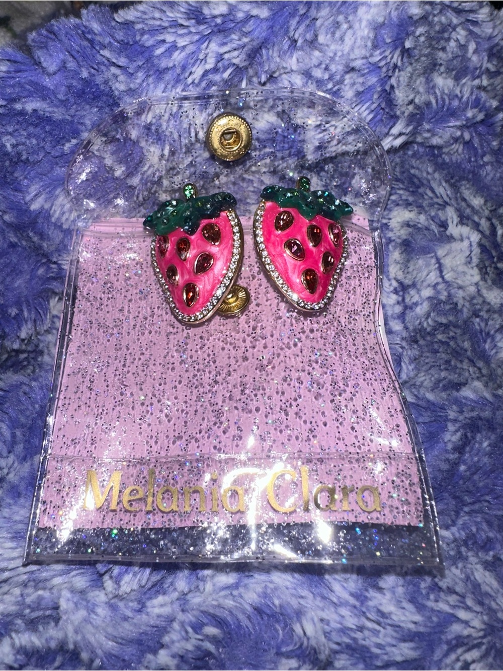 Melania Clara Pink Strawberry Post Earrings